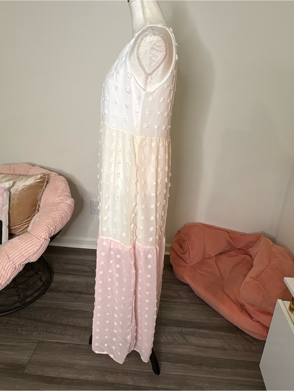 Andrée by Unit Maxi Dress M Pink White Swiss Dot - Picture 5 of 9